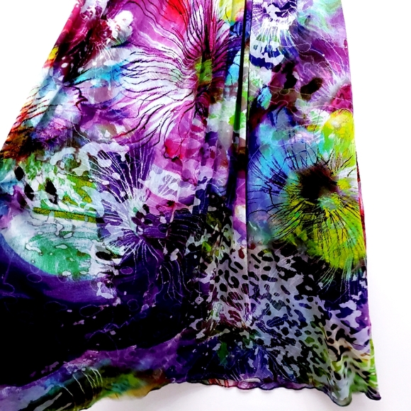 Dcode 1.8 Multicolor Abstract Tulle Ruched Sleeveless Maxidress - Picture 5 of 17